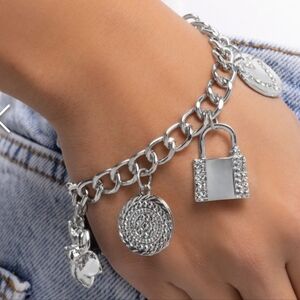 Monochromatic Mayhem Bracelet White Silver Charm Bracelet